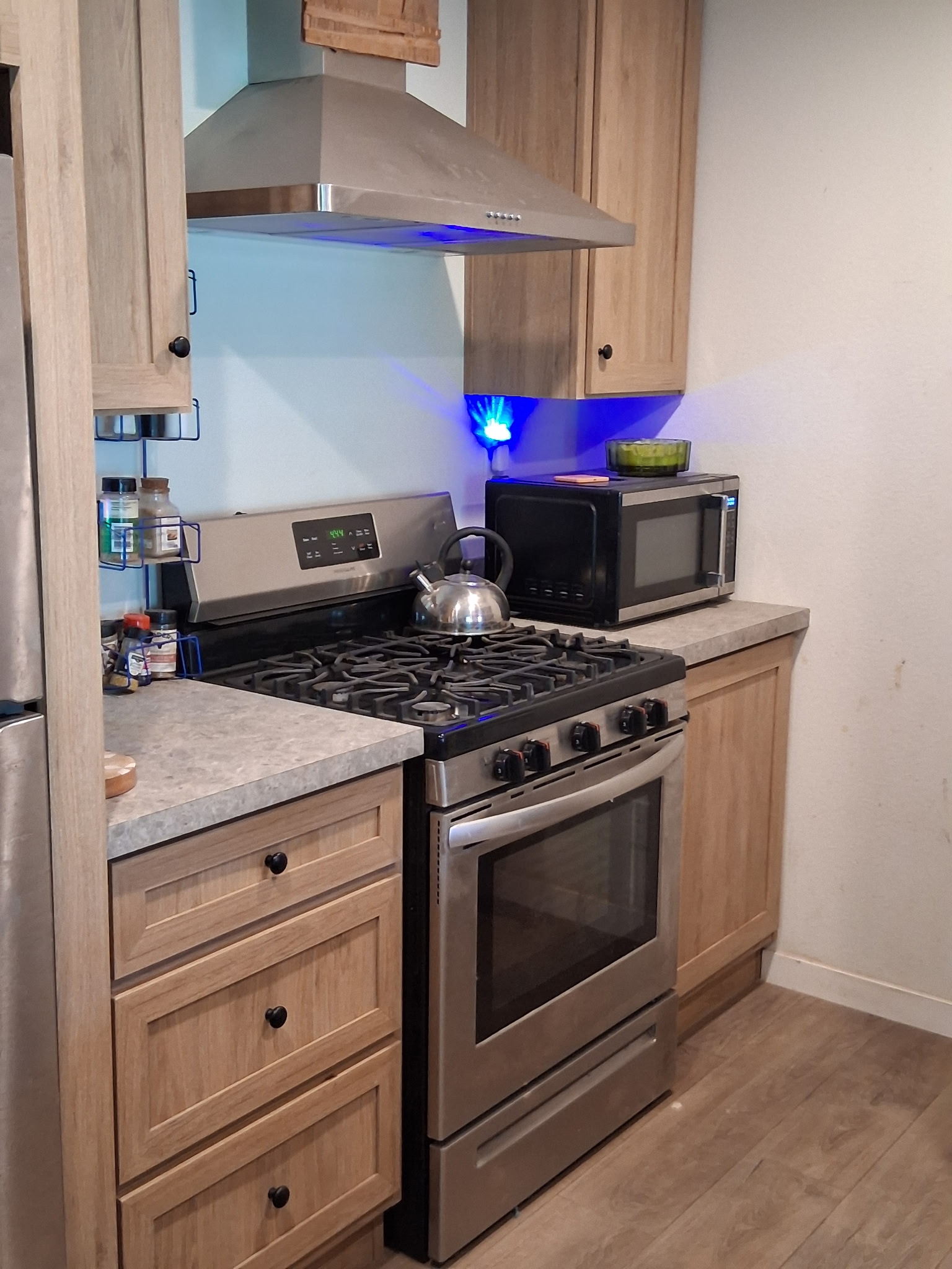 Clean modern kitchen with stainless steel appliances